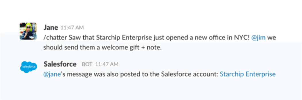 Slack syncs with Salesforce Chatter