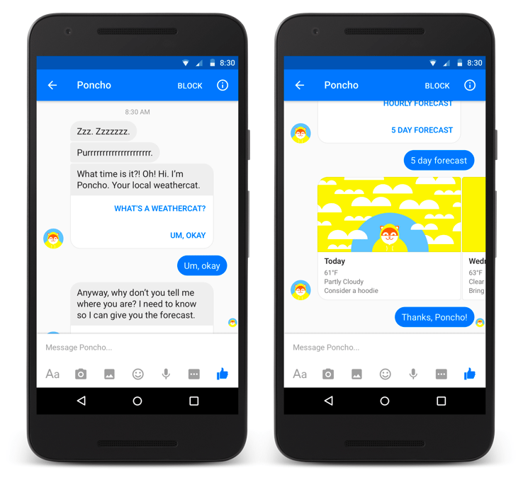 Facebook's interactive bot- Poncho