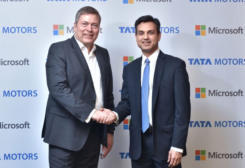 Guenter Butschek, CEO, Tata Motors (L) with Anant Maheshwari, President, Microsoft India